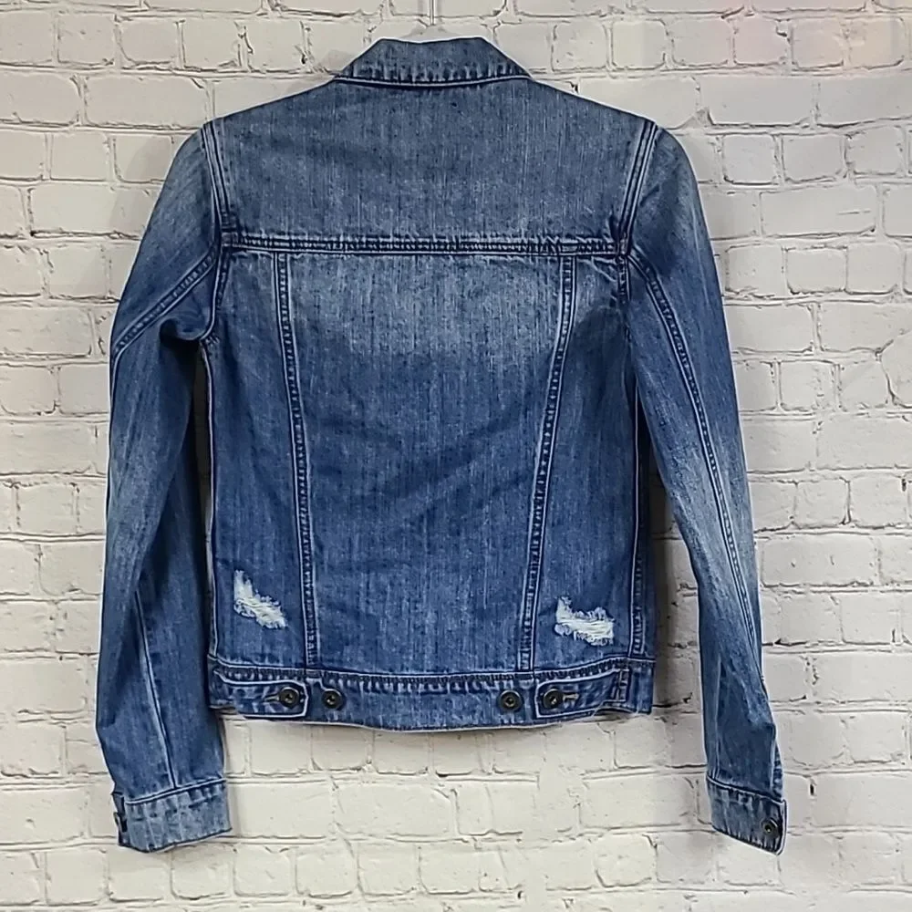 Articles of Society Distressed Denim Trucker Jacket Medium Wash Women XS Capsule